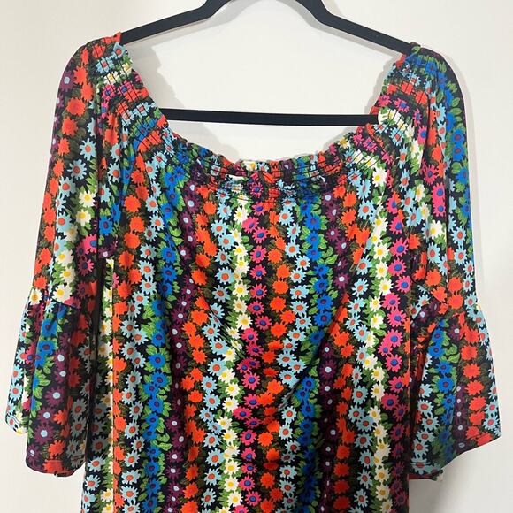 Trina Turk Multi Color Floral Off Shoulder Tunic/Dress Size Large - Picture 3 of 9